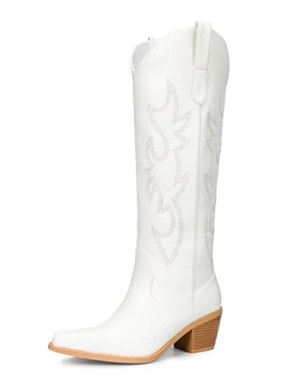 Western Cowboy Boots for Women - Knee High Wide Calf Cowgirl Boots, Slip On